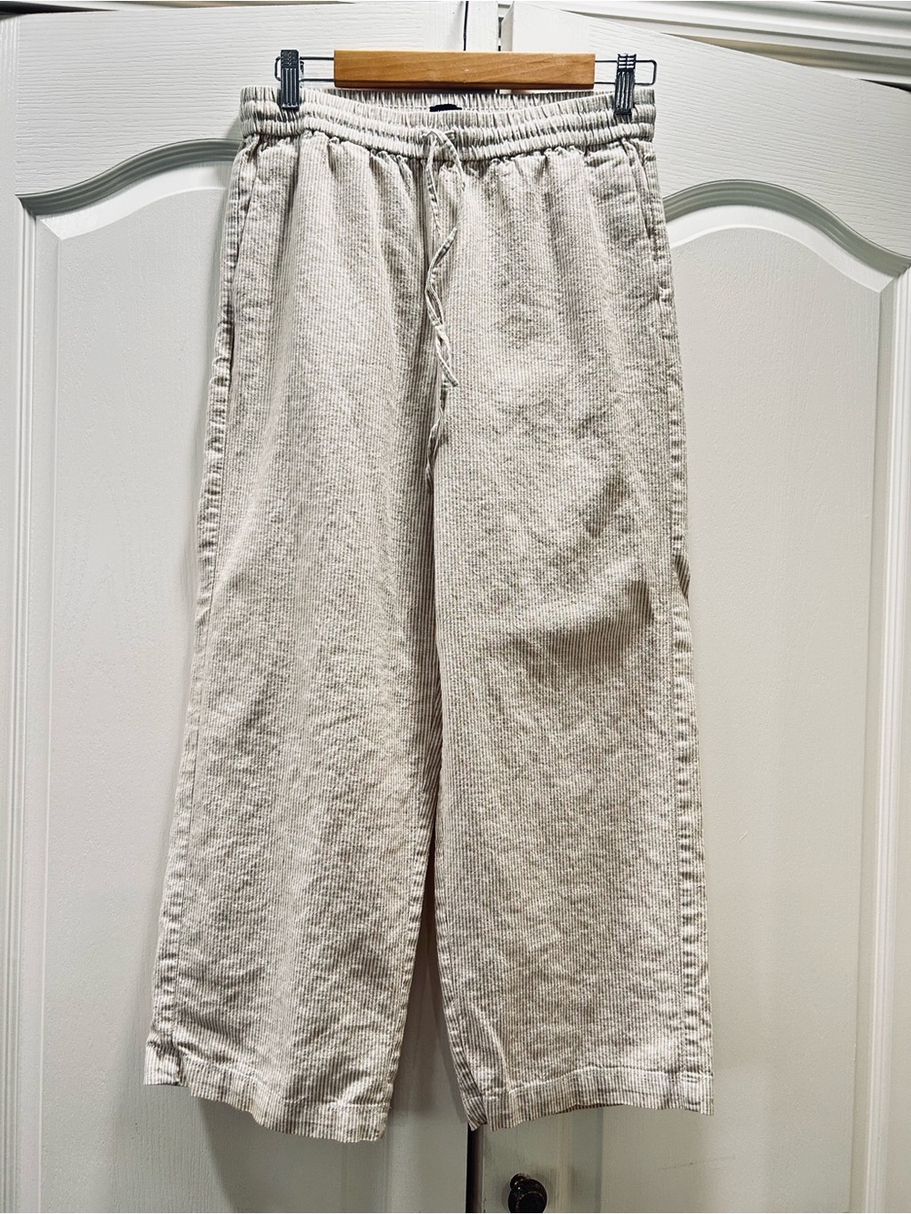 J. Crew Cream Elastic Waist Ribbed Pants